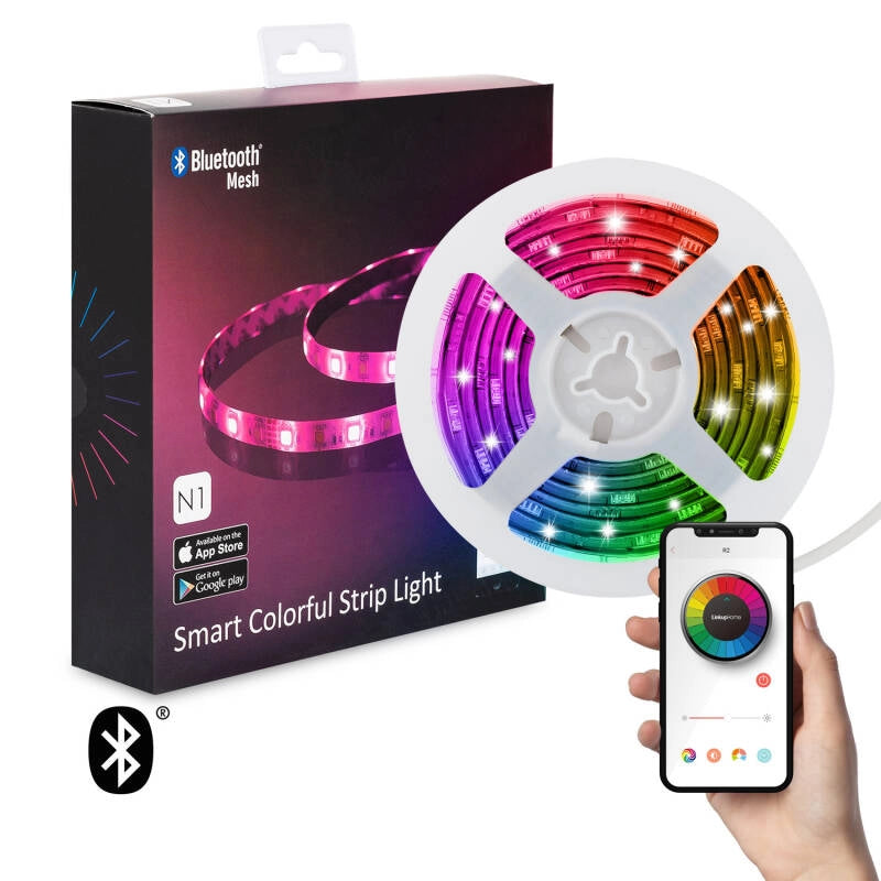 Led strip RGB 12V DC smart bluetooth met voeding (2 meter)