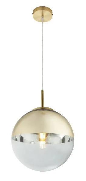 Glazen bol hanglamp goud rond e27 fitting