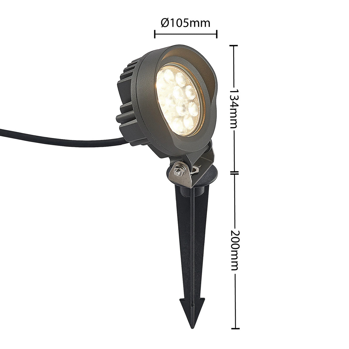 Lindby Emar LED prikspot in donkergrijs 9w 3000K