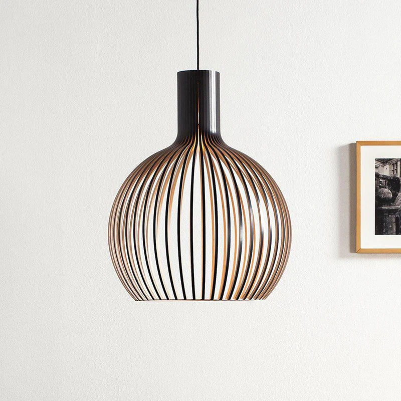 Hanglamp hout 'Bois' zwart / blank hout E27 design