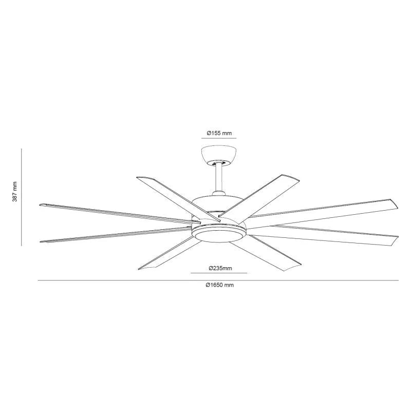 Stille plafondventilator zwart 'Hydra' met LED 157cm - FOIR