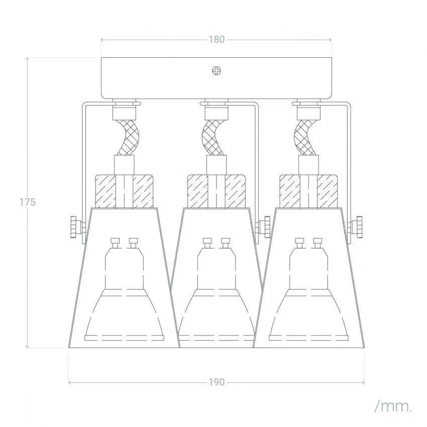 Plafondspot wit hout 'Anna' rond 3 spots GU10 verstelbaar 180mm - FOIR