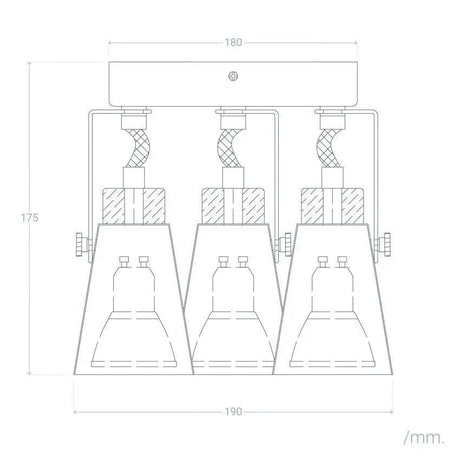 Plafondspot wit hout 'Anna' rond 3 spots GU10 verstelbaar 180mm - FOIR