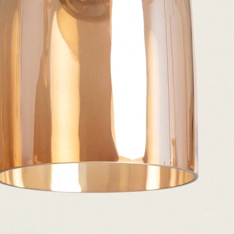 Hanglamp Retro Amber glas Viteo Ovaal e27 Goud