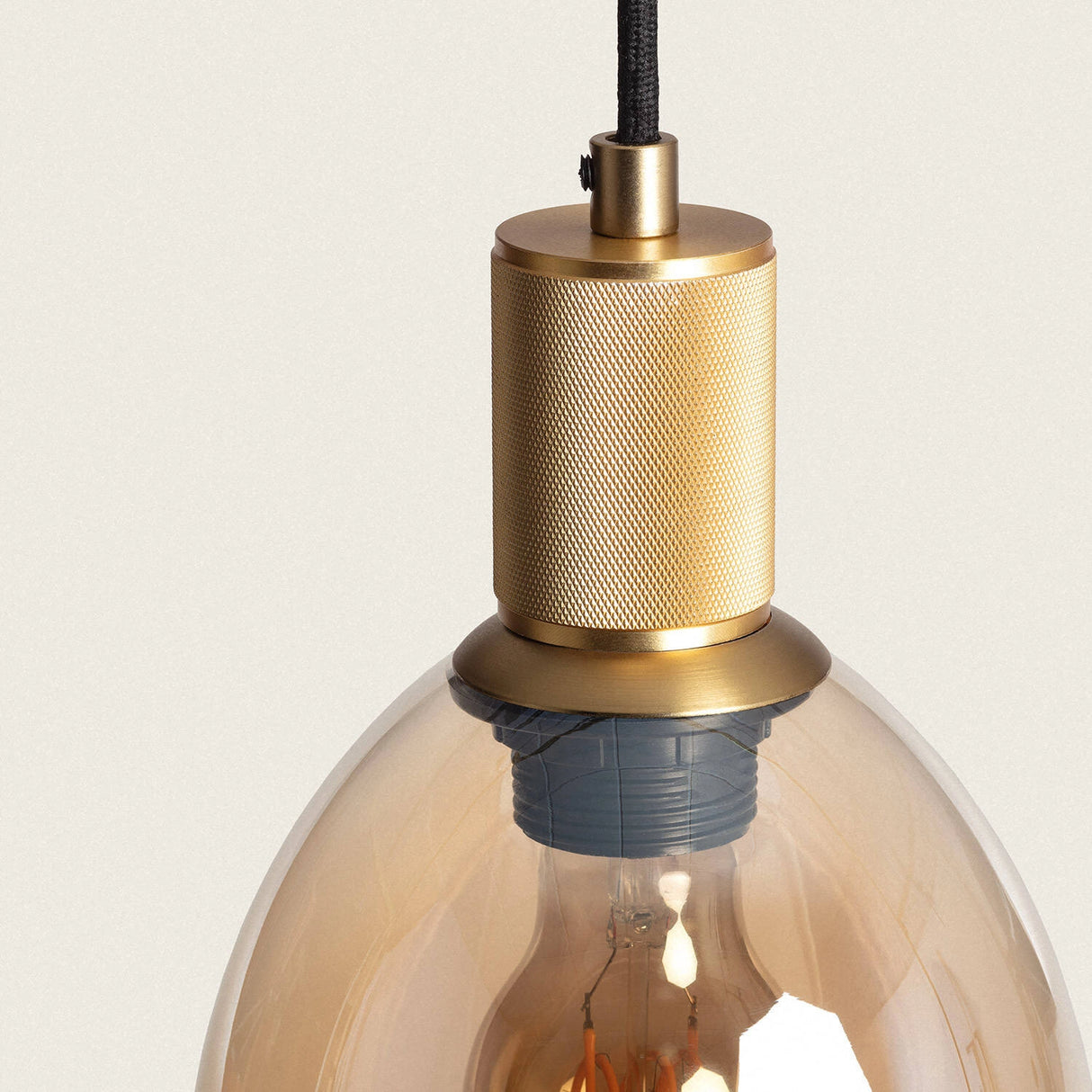 Hanglamp Retro Amber glas Viteo Ovaal e27 Goud