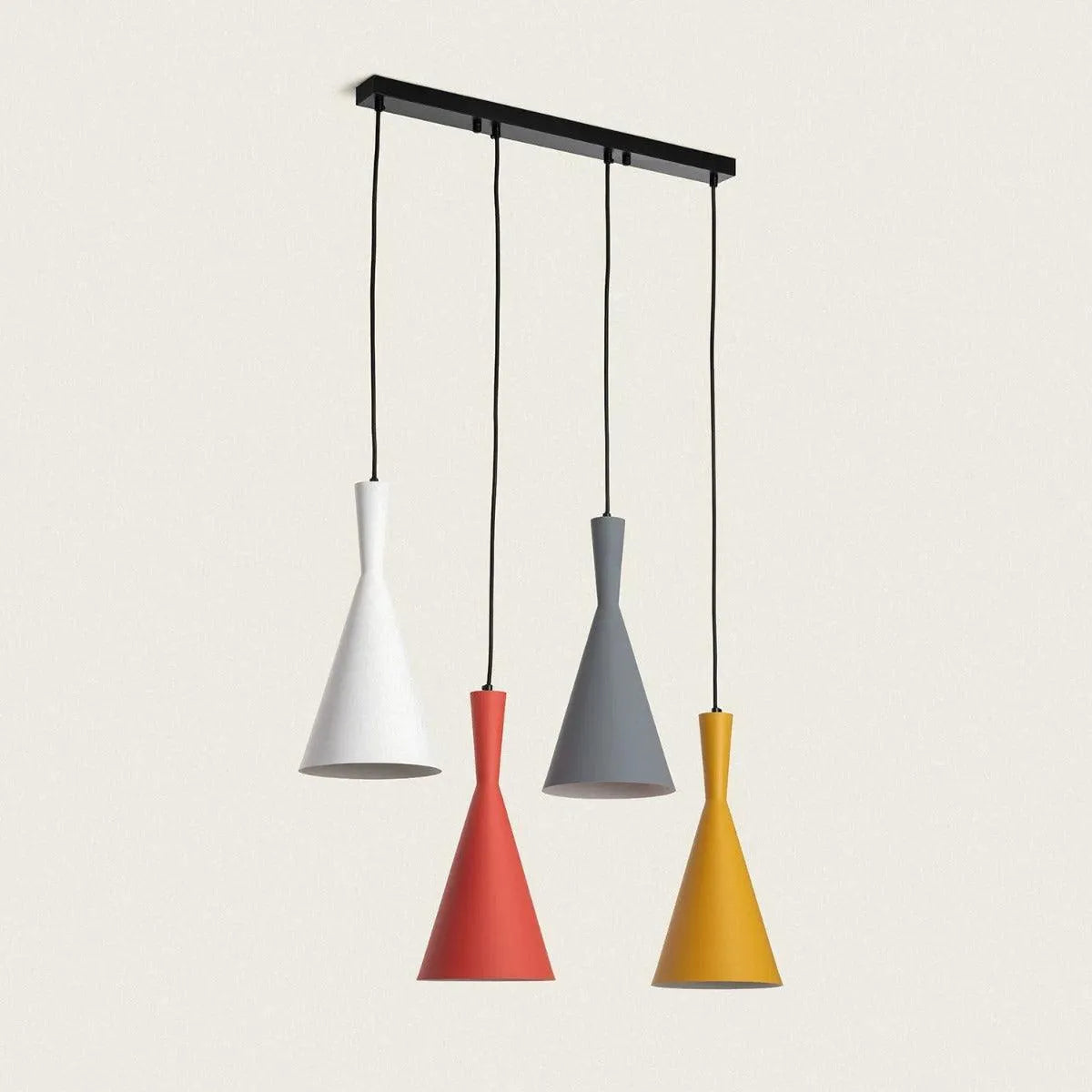 Hanglamp retro kappen verschillende kleuren wit rood geel grijs e27 fitting breed eettafel