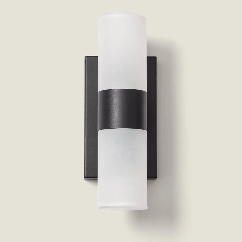 Badkamerlamp zwart metaal up down breed G9 IP44 boven spiegel