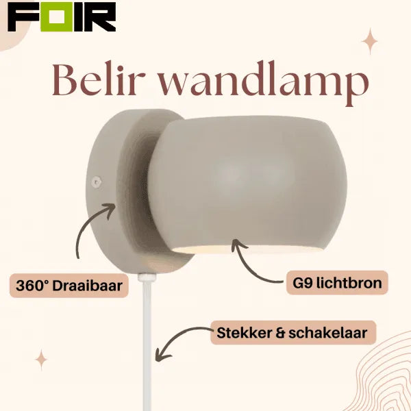 Wandlamp bruin met schakelaar & G9 Fitting Belir - FOIR