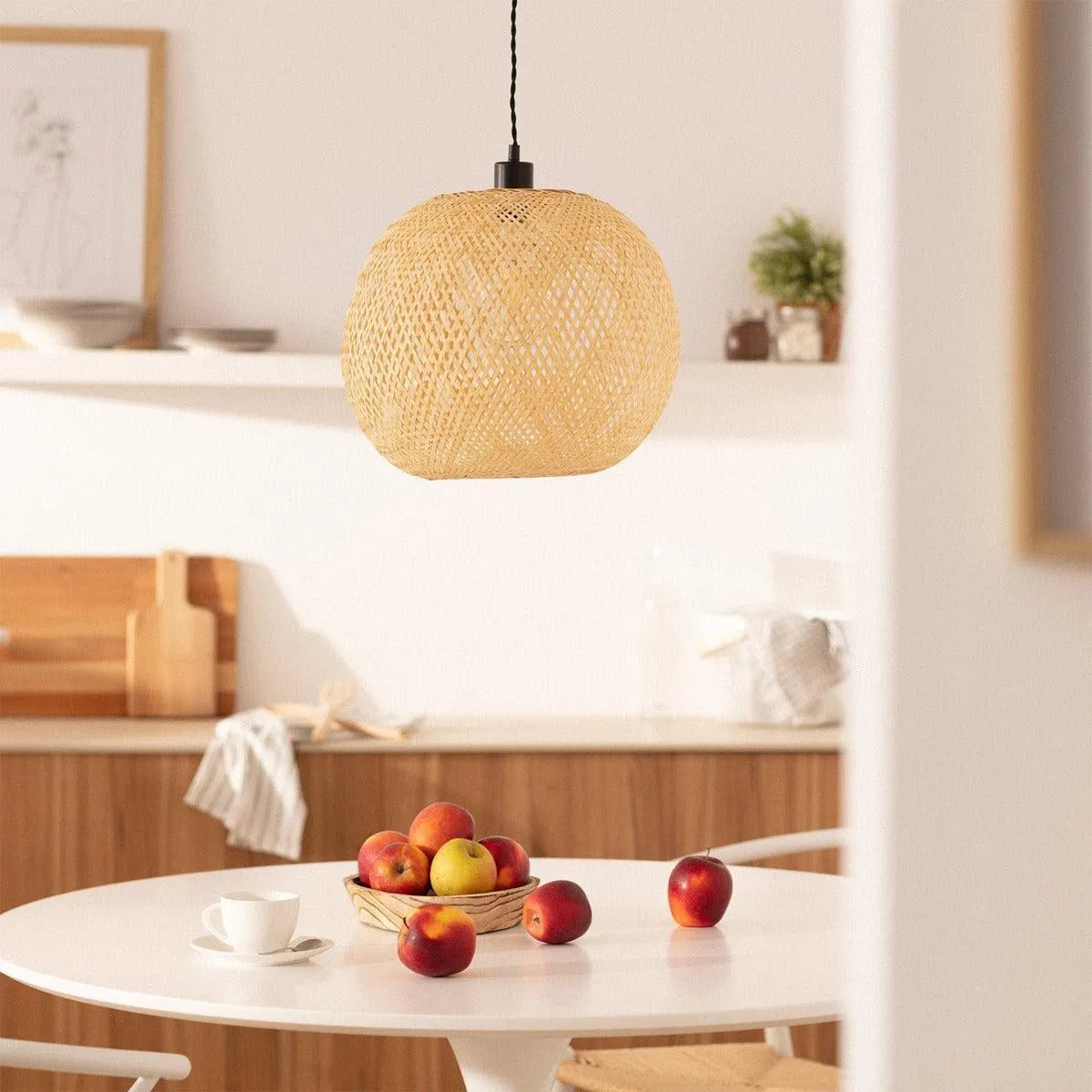 Gevlochten hanglamp eettafel e27 led lamp rond