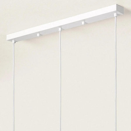 Hanglamp eettafel 3 kappen wit en hout E27 fiting 'Bisson' 75 cm - FOIR