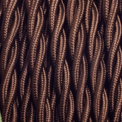 Gedraaid bruin strijkijzersnoer stoffen snoer 3 aderig 1