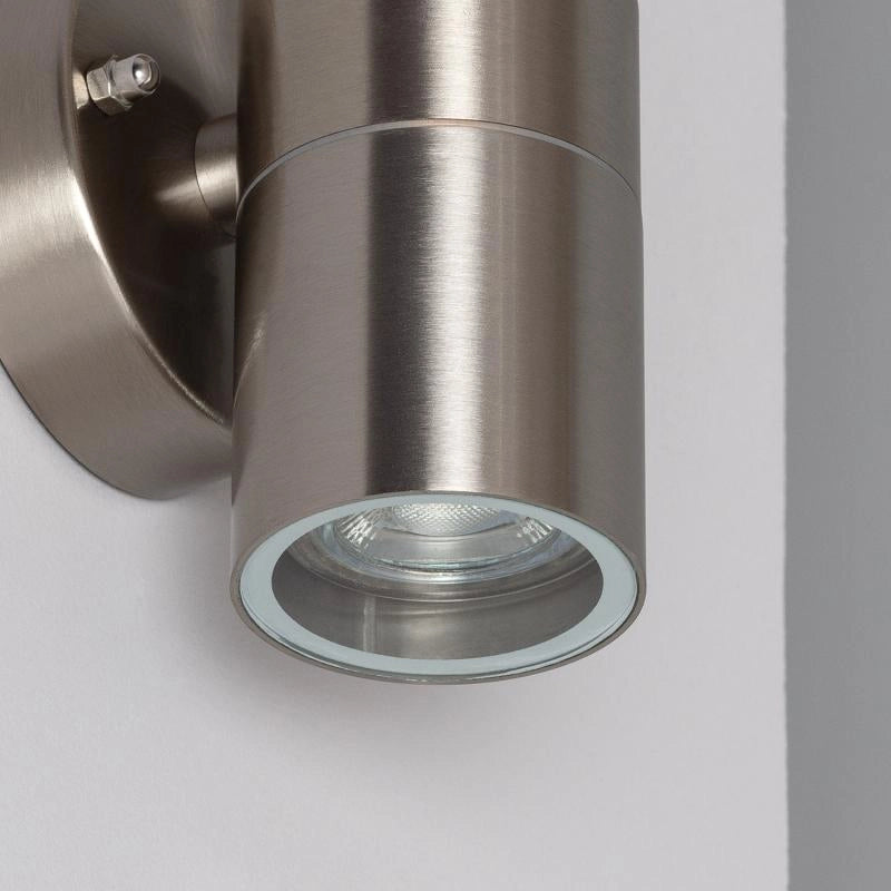 Buitenlamp zilver RVS downlighter gu10 12 cm