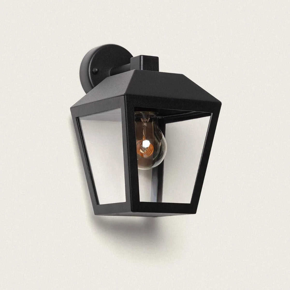 Buitenlamp zwart glas e27 fitting 'Selene' down voordeur metaal - FOIR