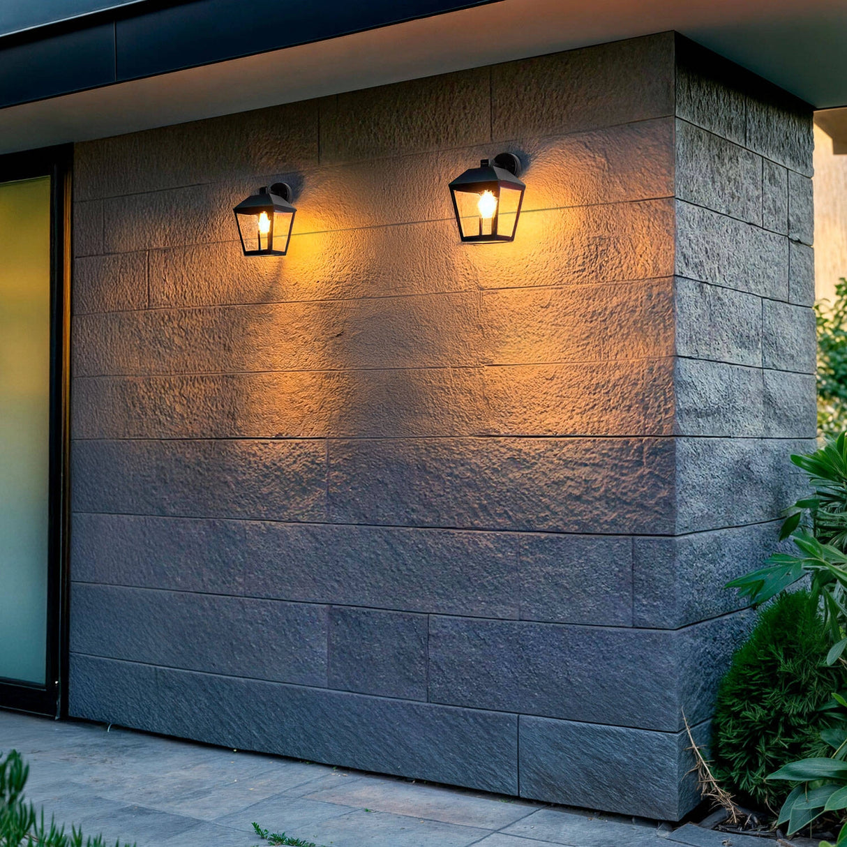 Buitenlamp zwart glas e27 fitting 'Selene' down voordeur metaal