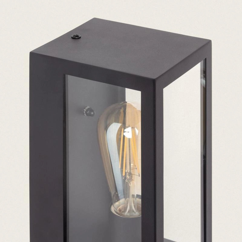 Buitenlamp zwart glas e27 met sensor