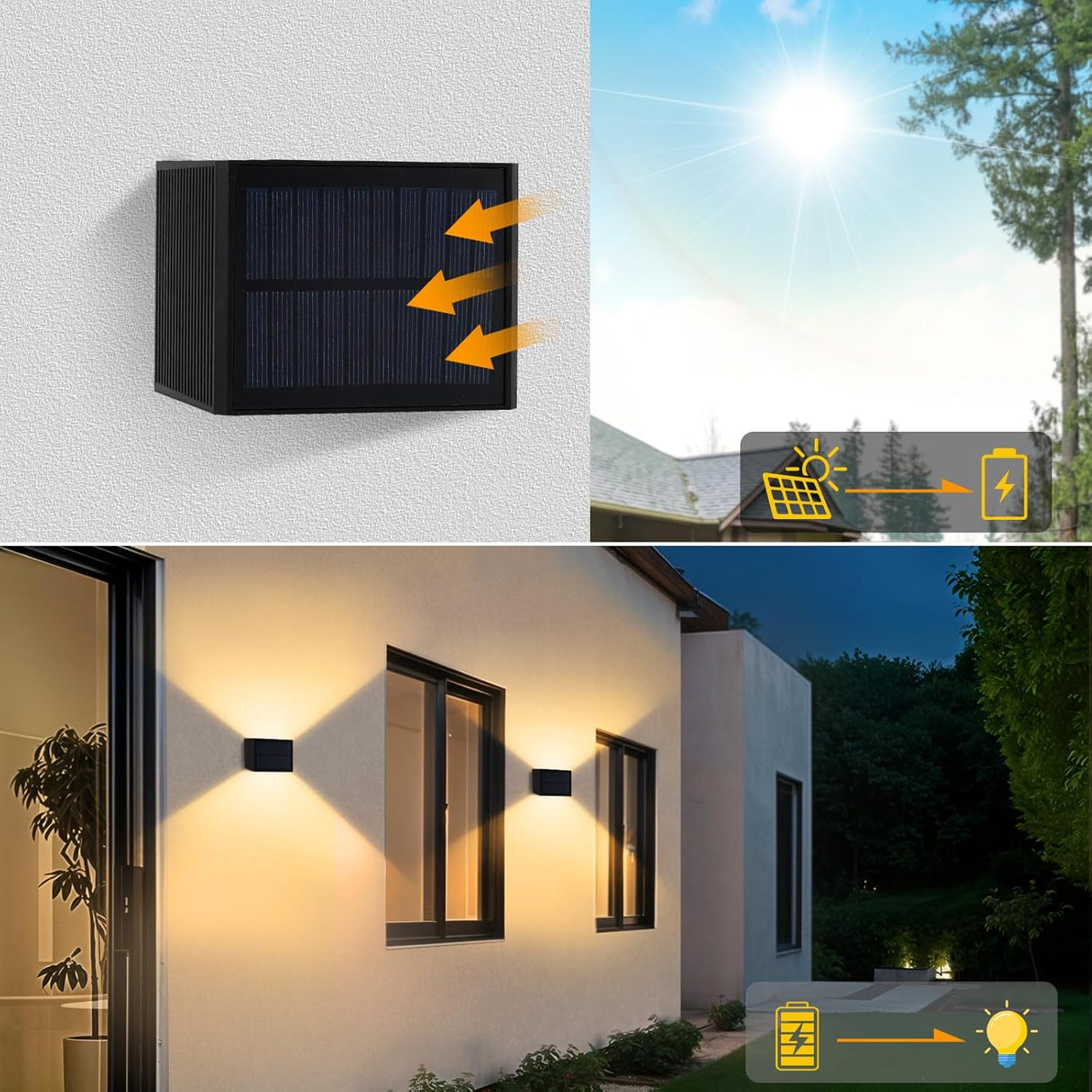 Buitenlamp Solar zonne energie up down led (SET van 2)