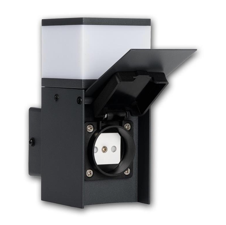 Buiten wandlamp met stopcontact vierkant G9 led kubus