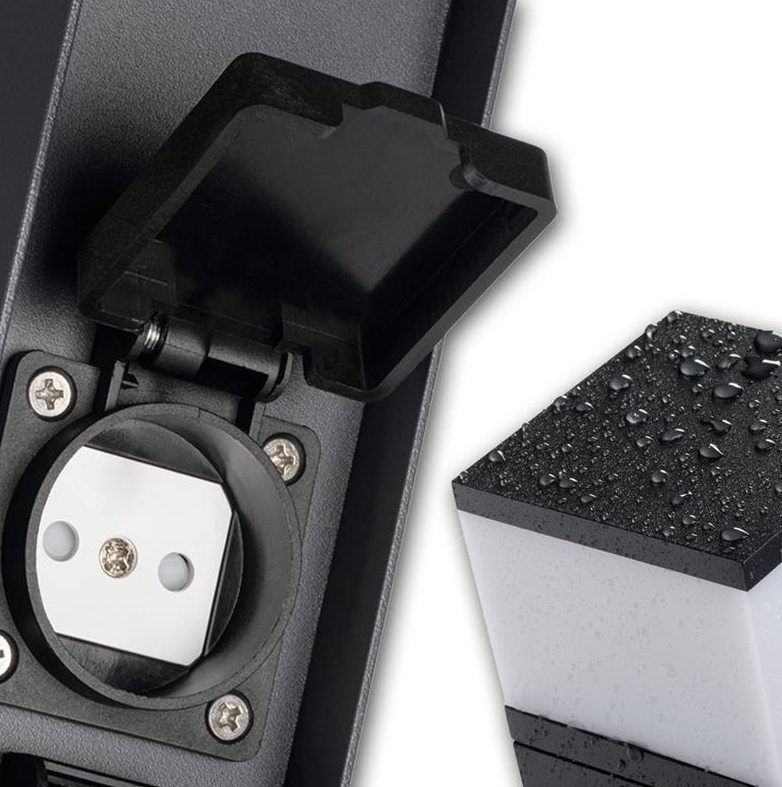 Buiten wandlamp met stopcontact vierkant G9 led kubus