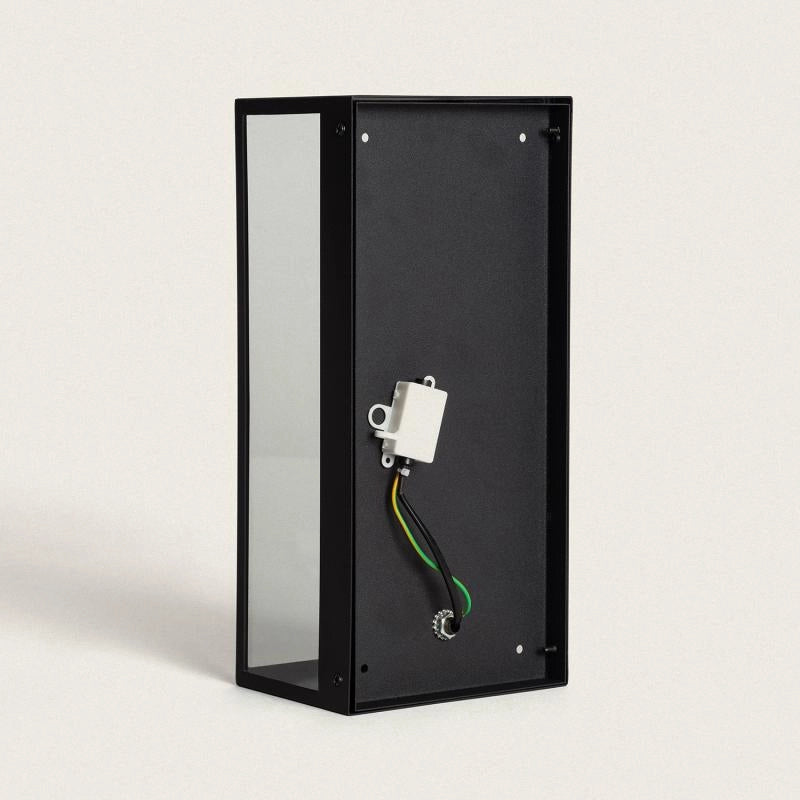 Buitenlamp vierkant zwart glas E27