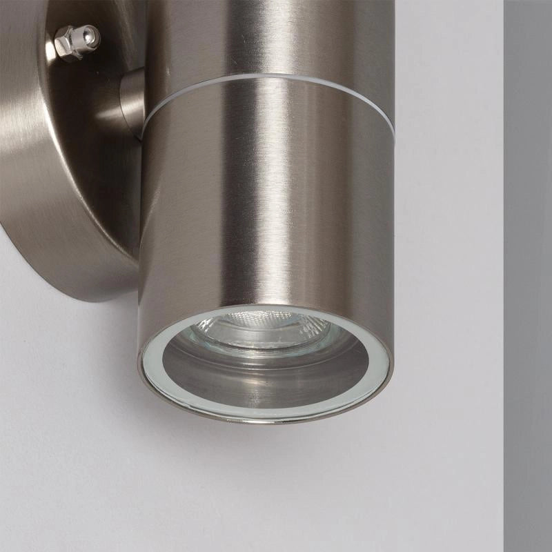 Buitenlamp zilver RVS up down 16 cm