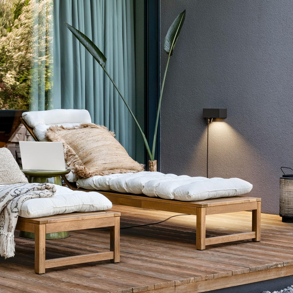 Buiten stopcontact met led lamp wand 2x EU