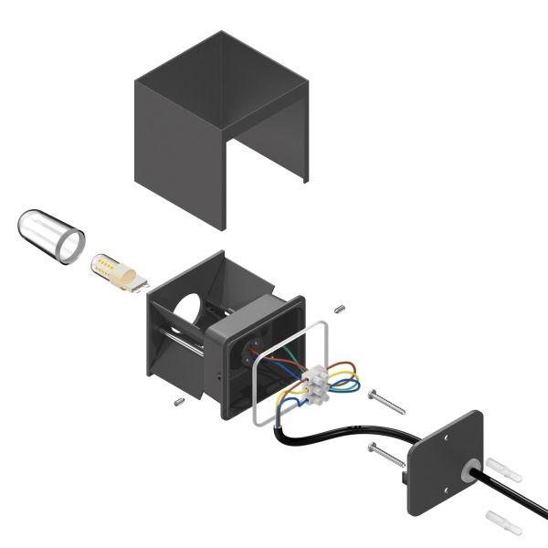 Buitenlamp kubus 'Lia' G9 vierkant metaal 10cm