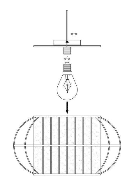 Plafondlamp bamboe 400mm E27 fitting rond 'Geoffrey' - FOIR