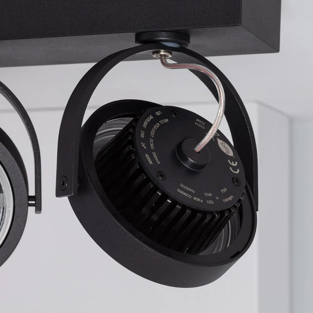 Grote moderne plafondspot zwart