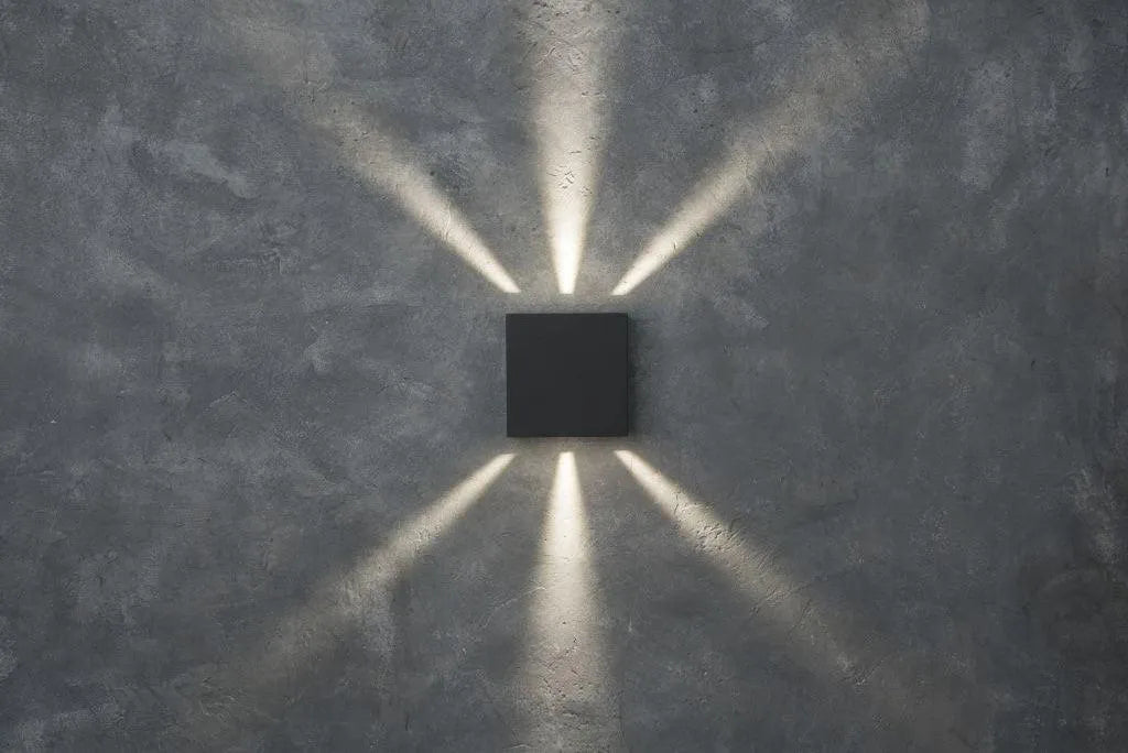 Gevelverlichting kubus vierkant 'Gemini beams' donkergrijs led lamp 11 cm - FOIR