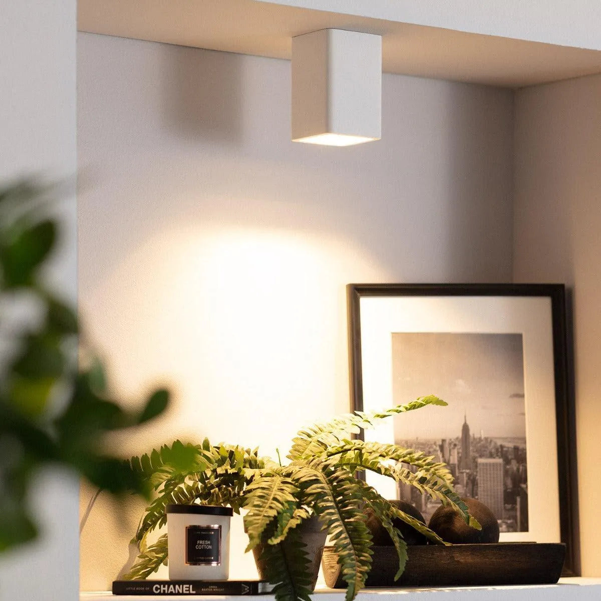 Gips lamp downlighter wit vierkant led lamp