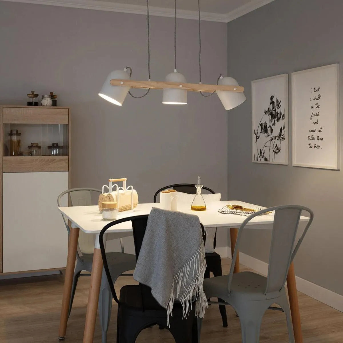 Hanglamp eettafel verstelbaar modern hout metaal