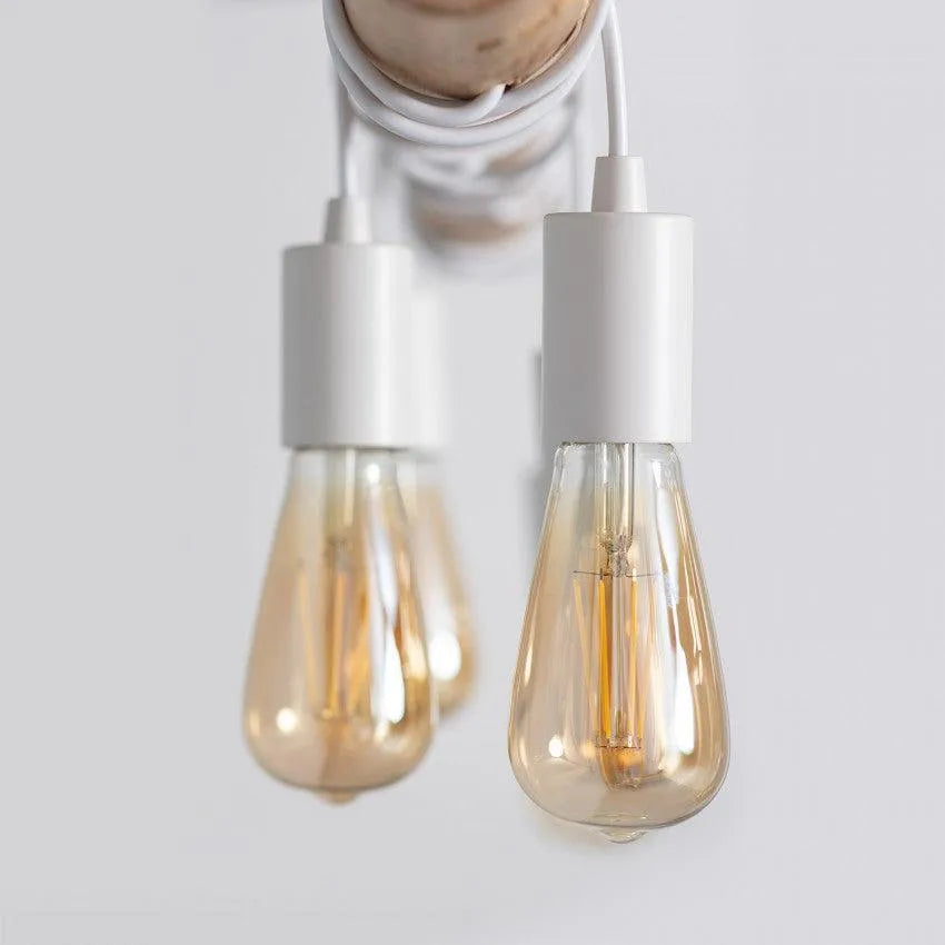 led lamp houten balk e27 fitting stoffen snoer led lamp