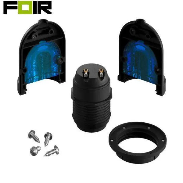 Hanglamp buiten industrieel zwart 'Haven' E27 fitting metaal IP65 38 cm - FOIR