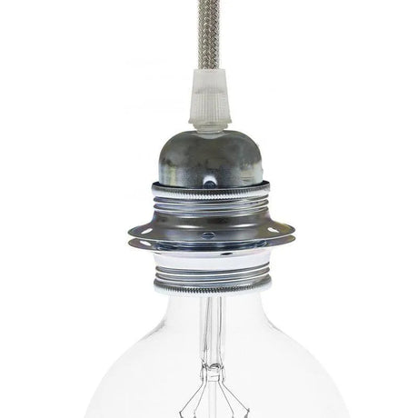 Fitting lamp e27 zilver met ringen
