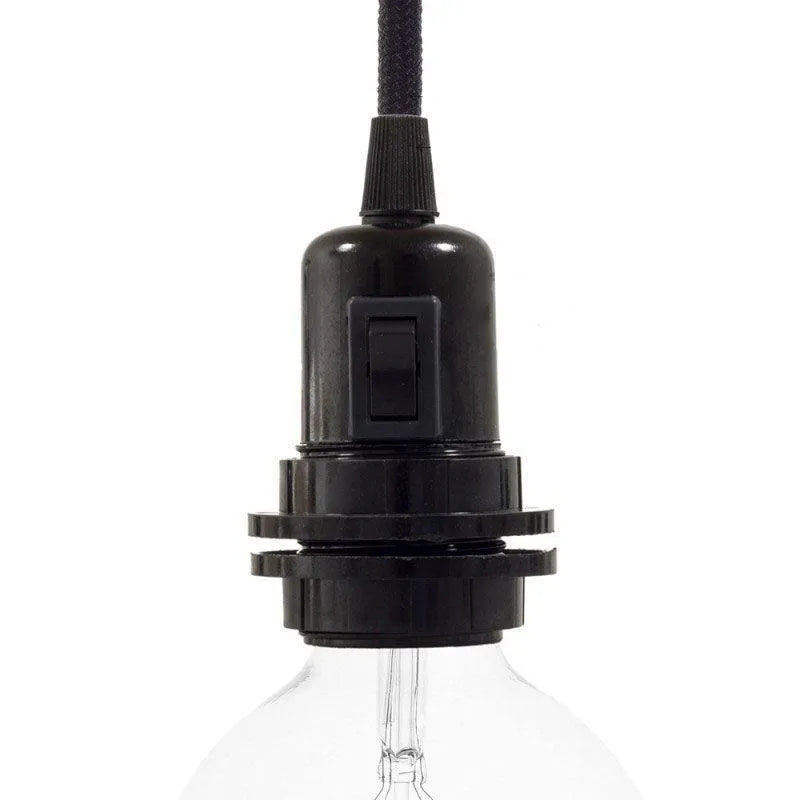 Fitting lamp zwart e27 met schakelaar en ringen - FOIR