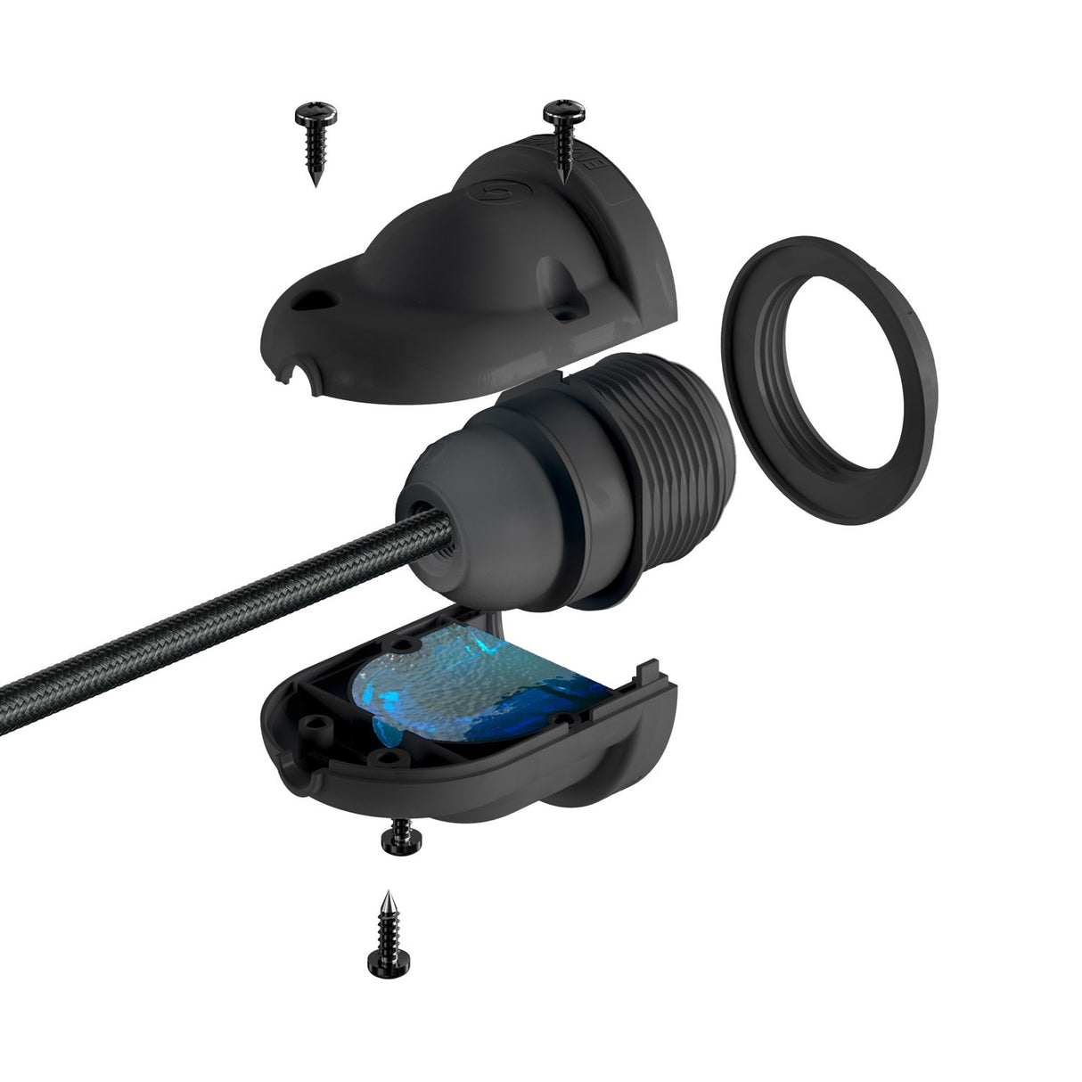 Waterdichte fitting voor lampenkap met klem ring e27