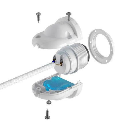 Fitting buitenlamp wit rond ip65 met ringen voor lampenkap - FOIR