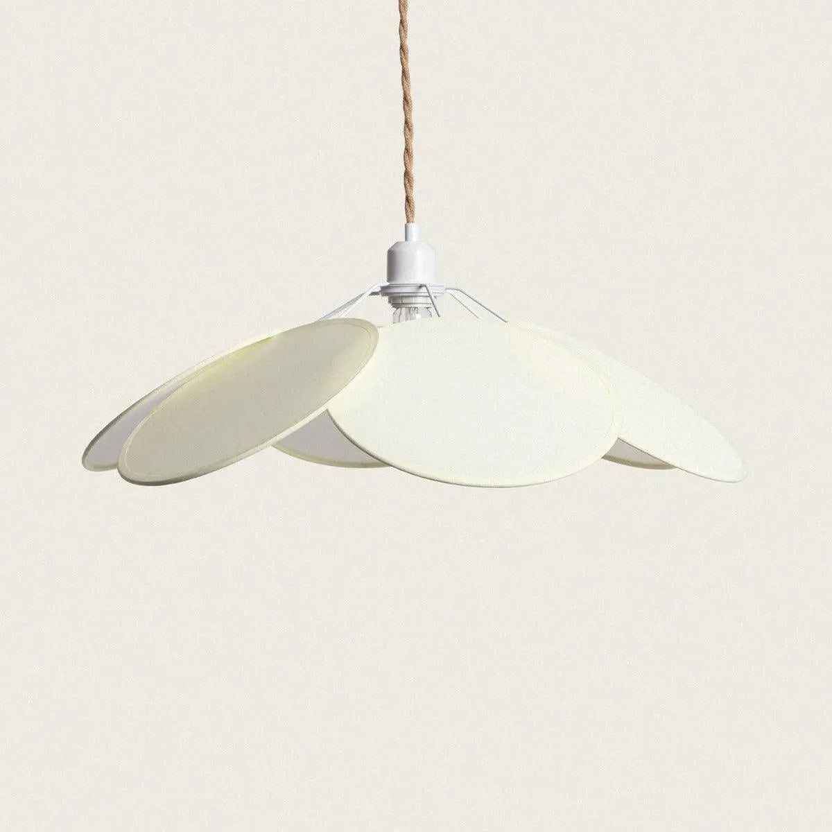 Gele hanglamp stoffen grote kap met e27 fitting