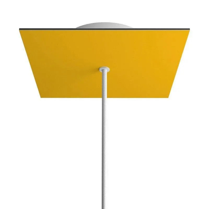 vierkante plafondkap mosterdgeel met 1 uitgang 200mm breedte