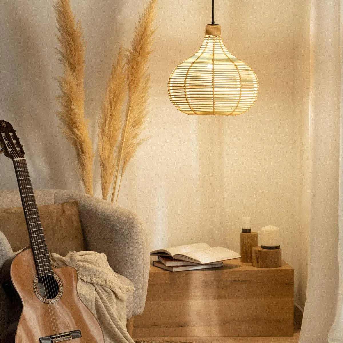 Grote hanglamp e27 fitting hout led