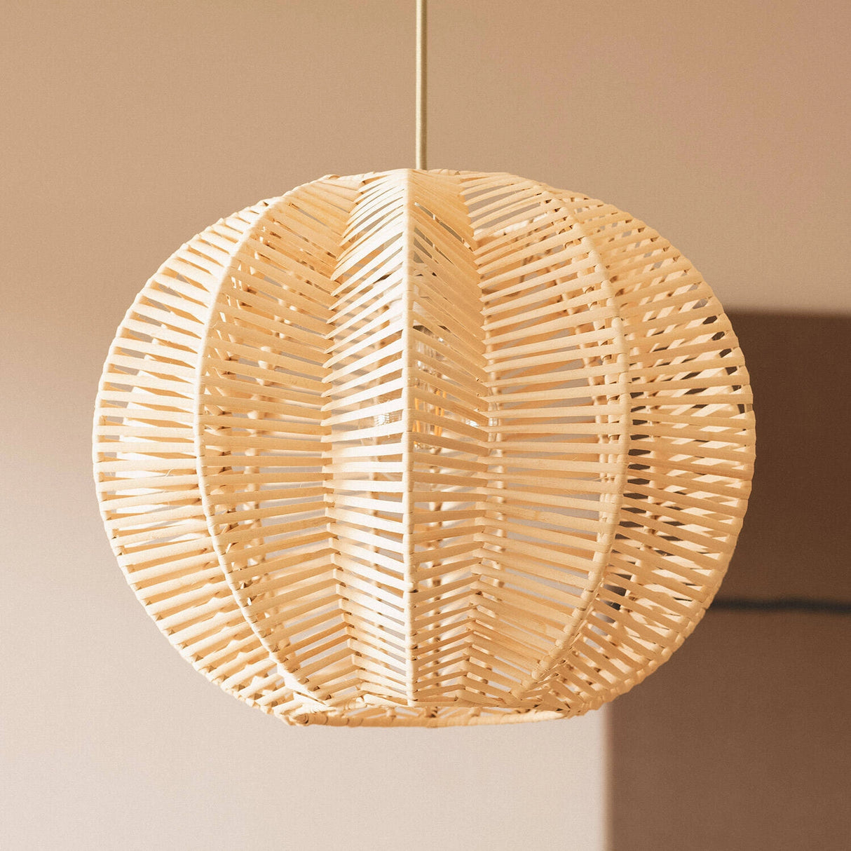 Hanglamp beige E27 rond design bol gevlochten 40 cm