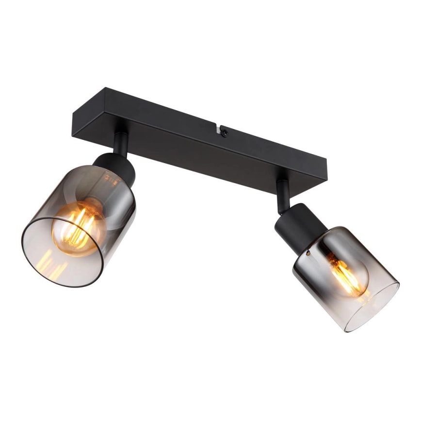 Plafondspot HUBERTUS zwart glas verstelbaar (1 stuk) Spot 2xE14/40W/230V