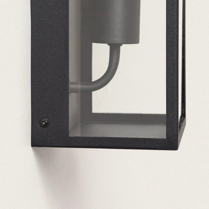 Buitenlamp vierkant zwart glas E27