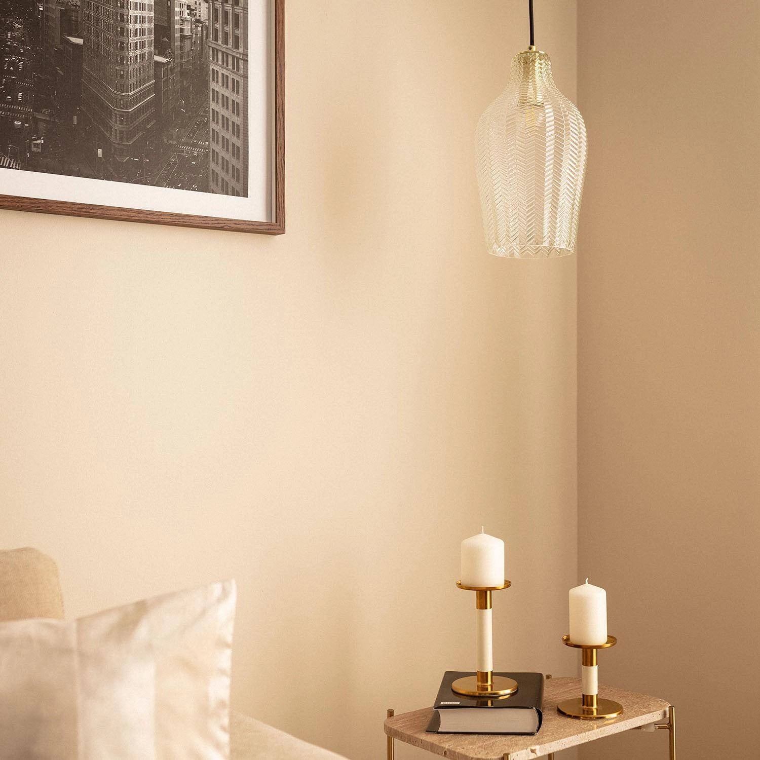 Hanglamp glas Ribbel e27 Retro goud