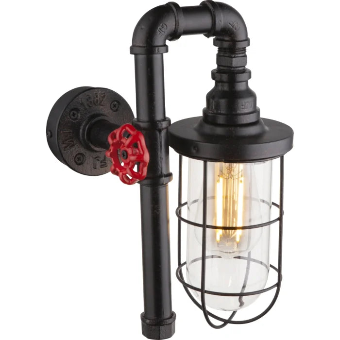 Wandlamp zwart Glas metaal e27 fitting