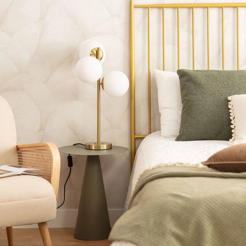 Tafellamp goud met opaalglazen bollen en E27 fitting 'Mono'