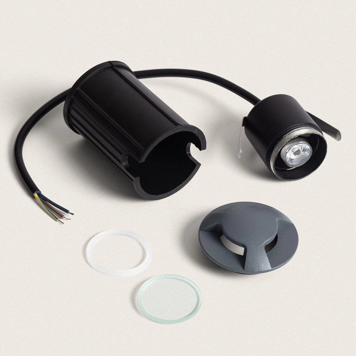 Grondspot Grijs 3W led warm wit 52mm 230 V