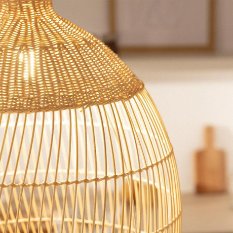 Hanglamp modern rotan bruin 'Futan' gevlochten modern e27 fitting 50 cm - FOIR