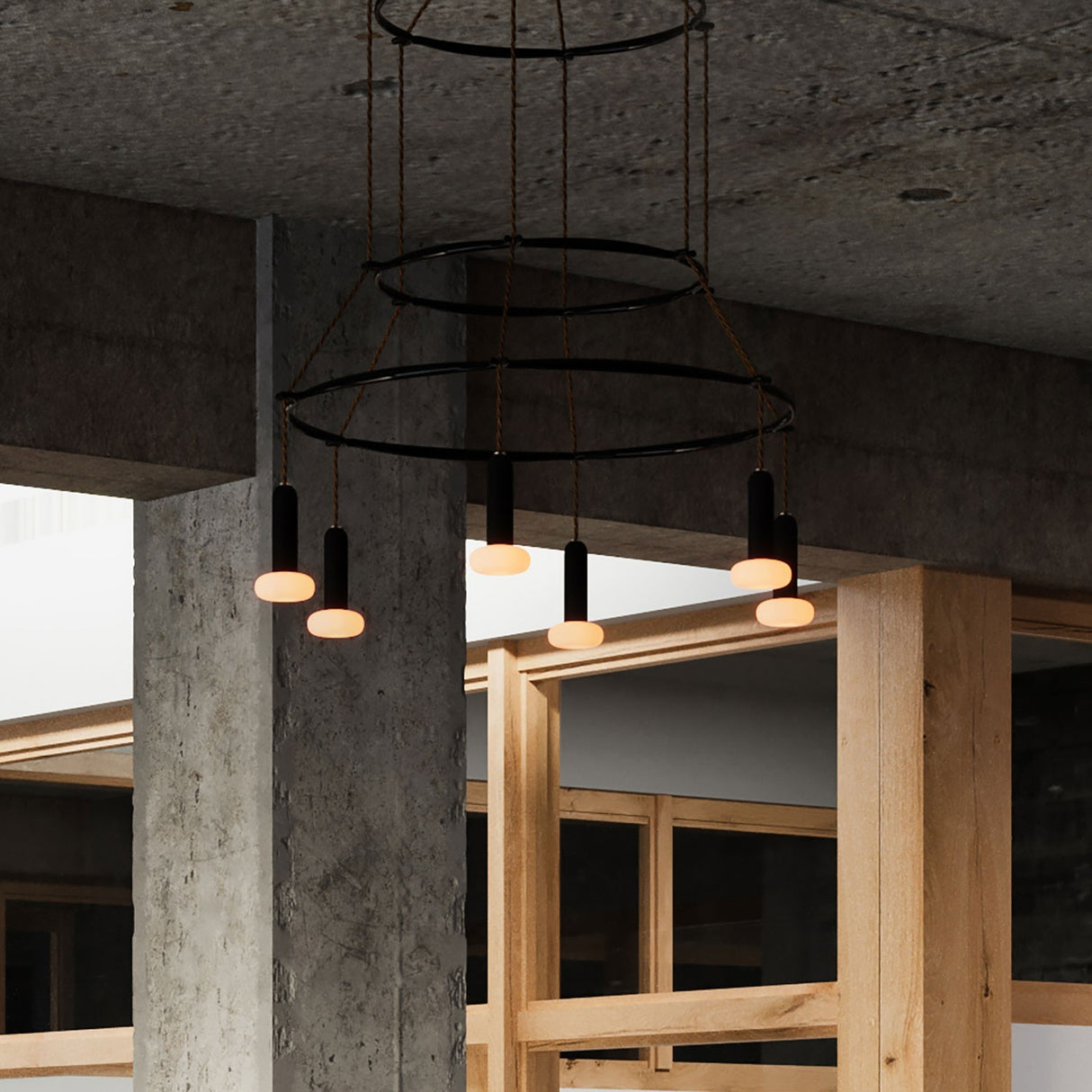 Kroonluchter zwart modern 6x E14 (met led lampen)