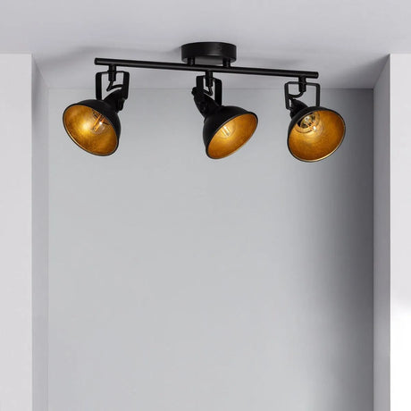 industriele plafondspot zwart goud e14 fitting verstelbaar